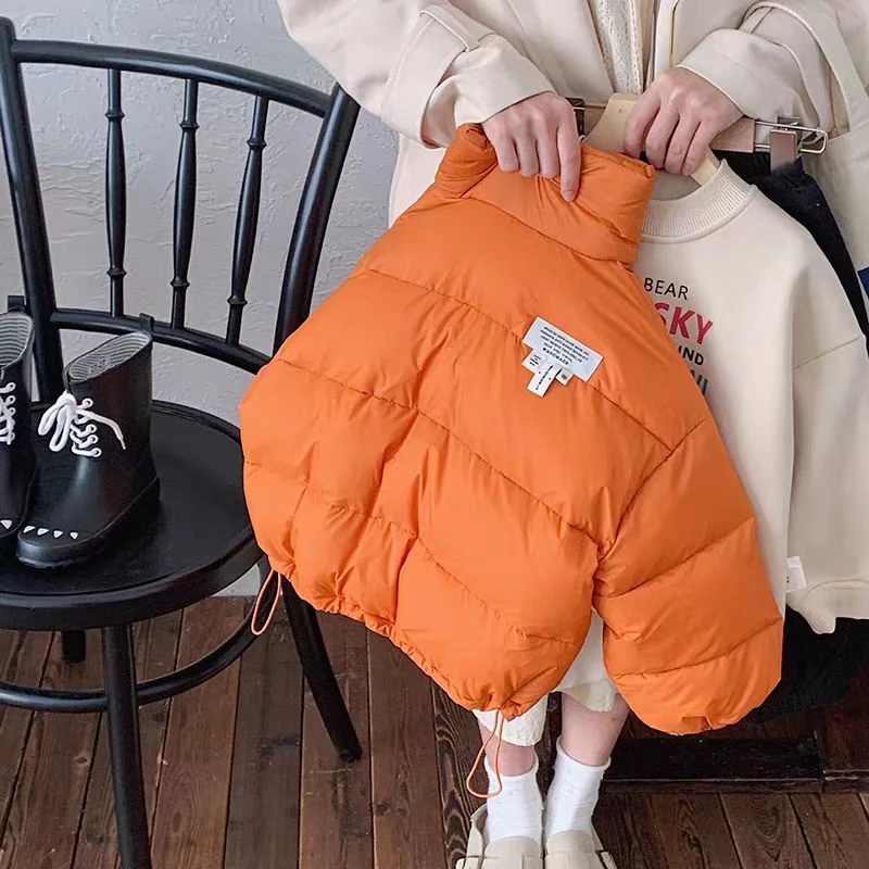 儿童棉衣韩版棉服短款面包新款男女宝宝外套加厚2025纯色贴标宽松