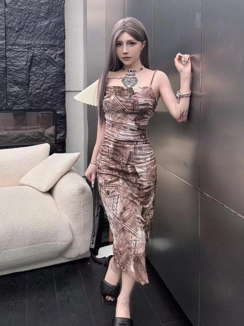 春季豹纹连衣裙显瘦时尚小众88D04