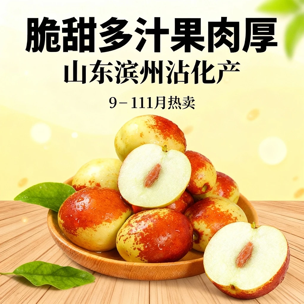 正宗沾化冬枣现摘现发 脆甜多汁（10g-25g）4.5-5斤 ds