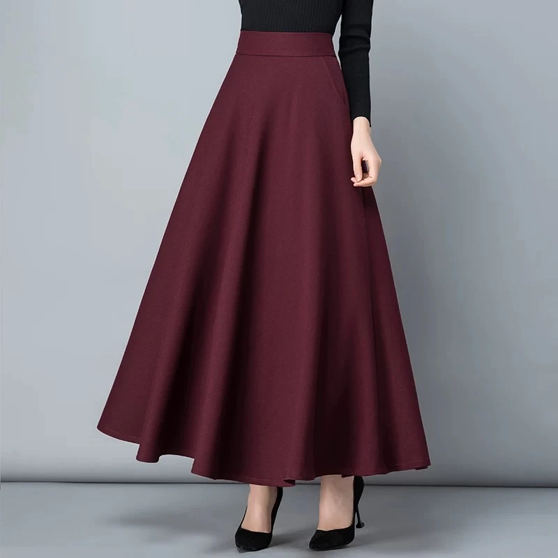 0104春装新款洋气高级感安可拉红气质裙子休闲大摆a字半身裙