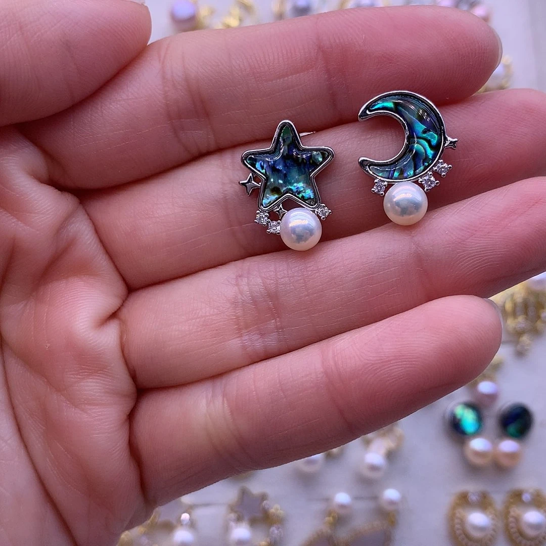 淡水珍珠耳饰合金