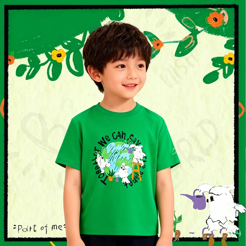 李宁短袖夏男童运动时尚透气常规圆领短袖文化衫YHSU089--B品