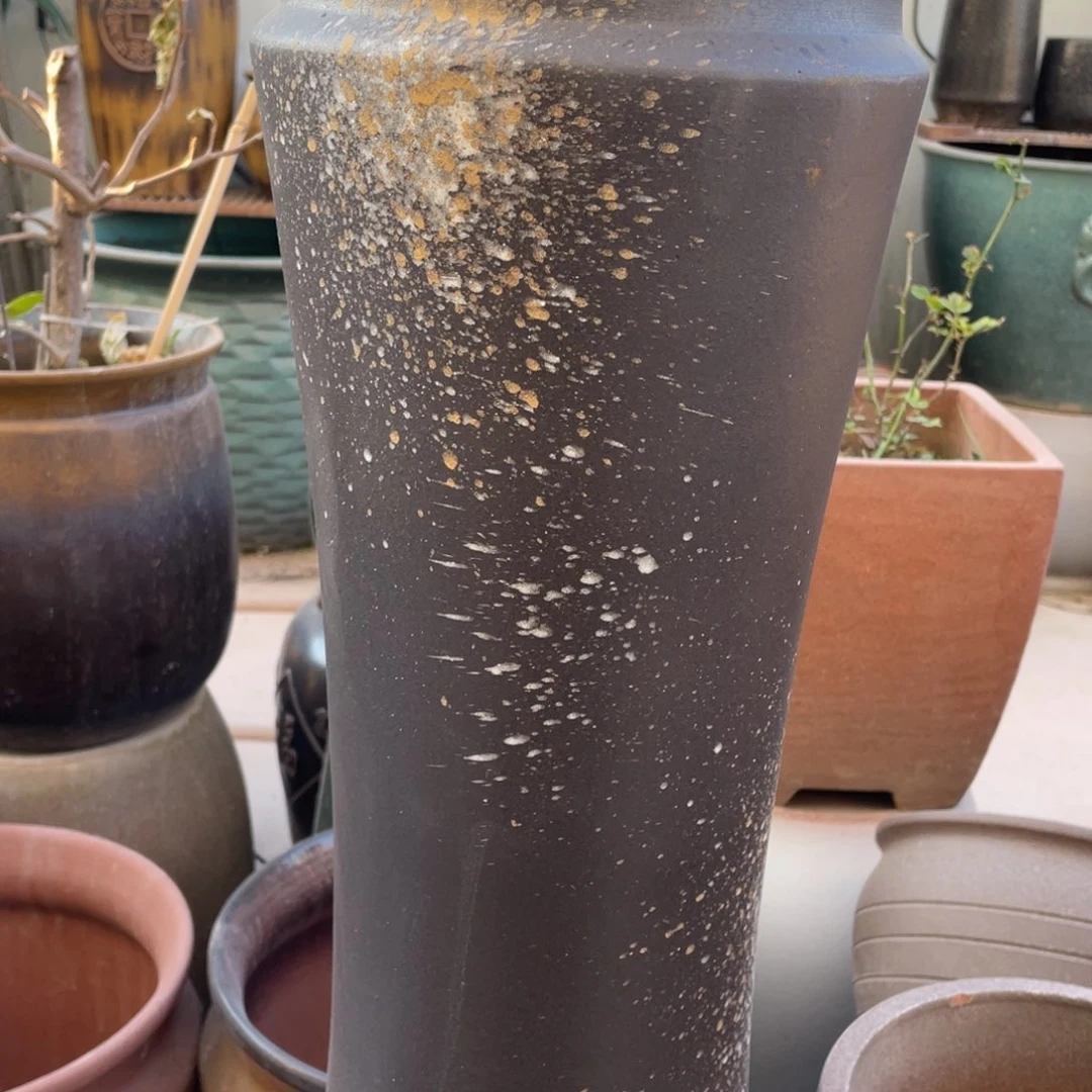 紫砂花盆高47口19黑色