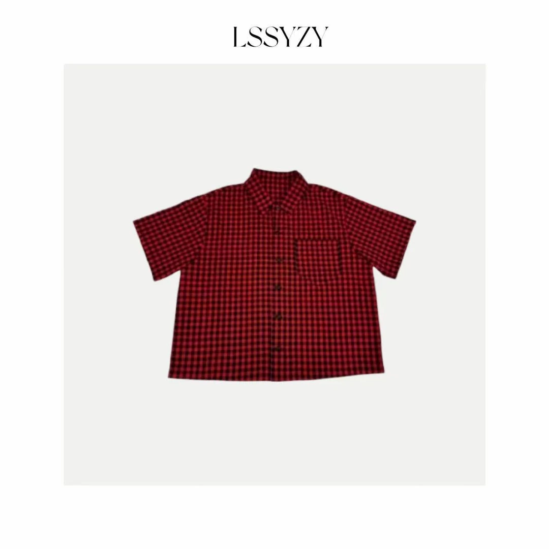 LSSYZY小众设计师款复古百搭格子上衣N261#