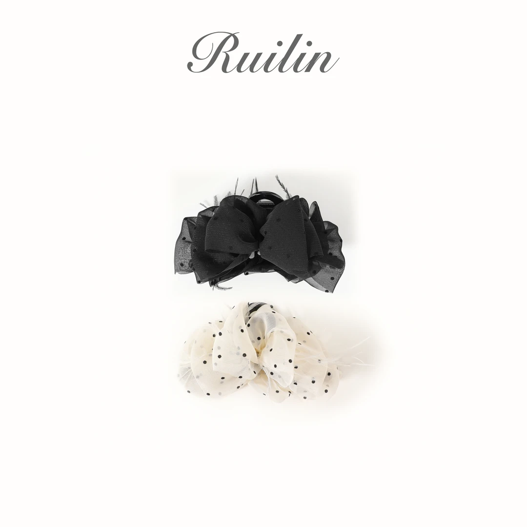 RUILIN【羽毛轻纱】气质时尚漫羽发夹高级感