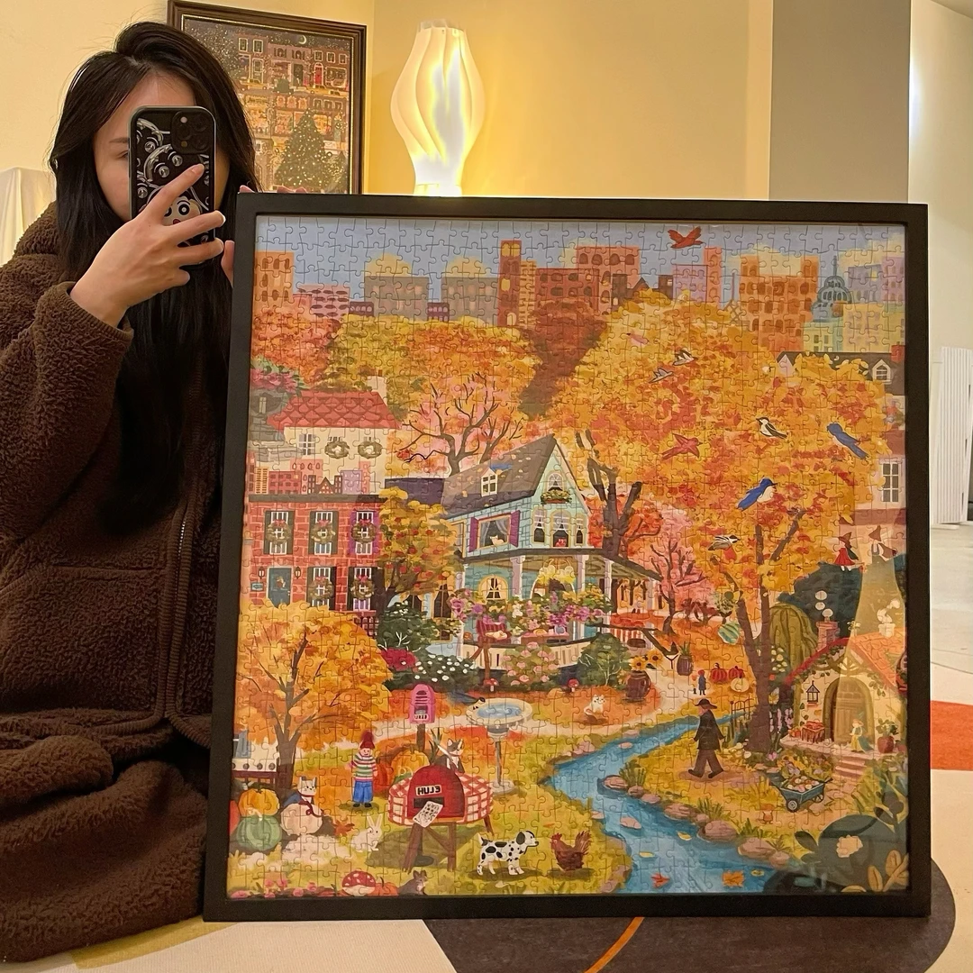 原创正版《秋意》蓝卡/木质拼图 秋天ins风拼图