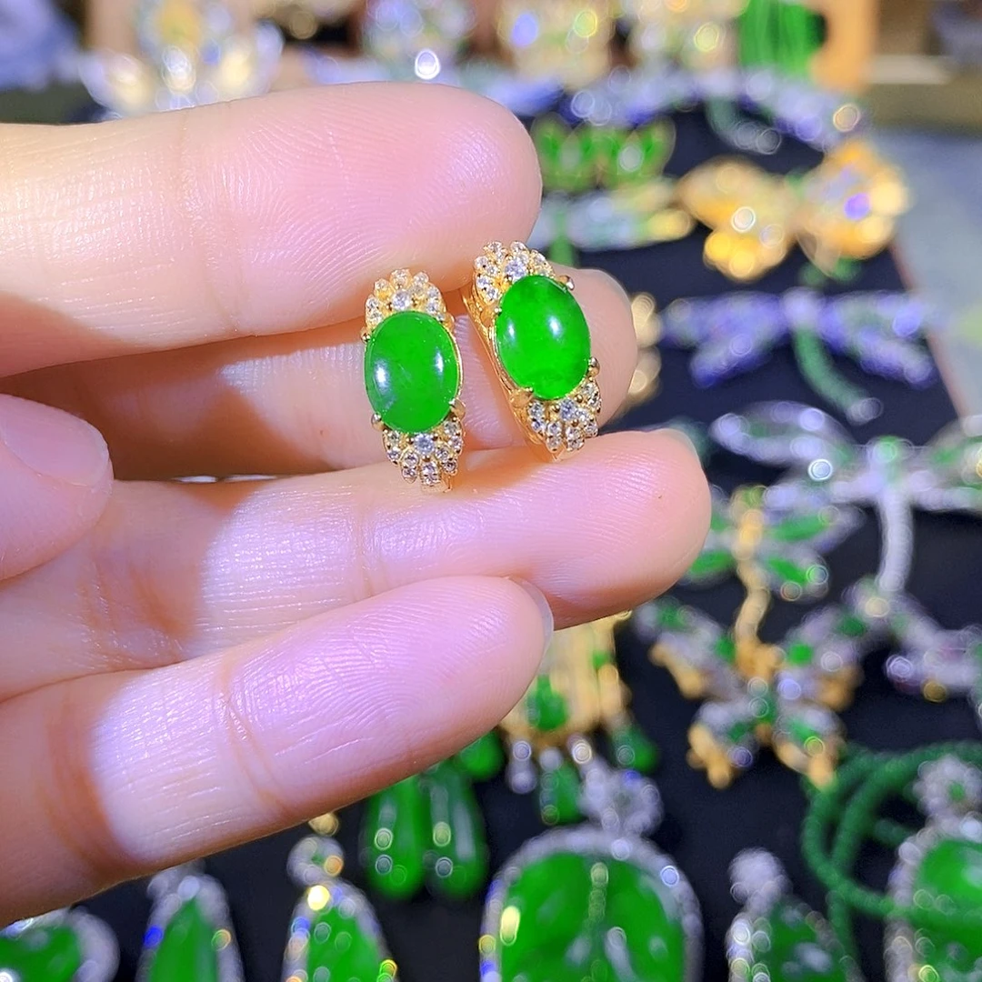 吊坠(不含链)银S925镶嵌翡翠