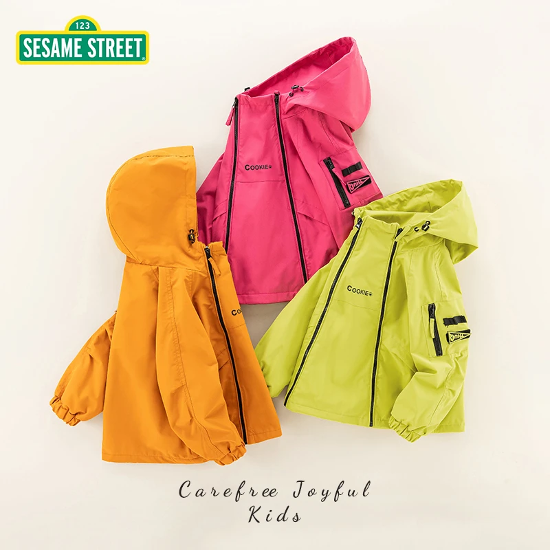 【ZH】芝麻街春季新款儿童个性时尚双拉链连帽外套ZMCA009