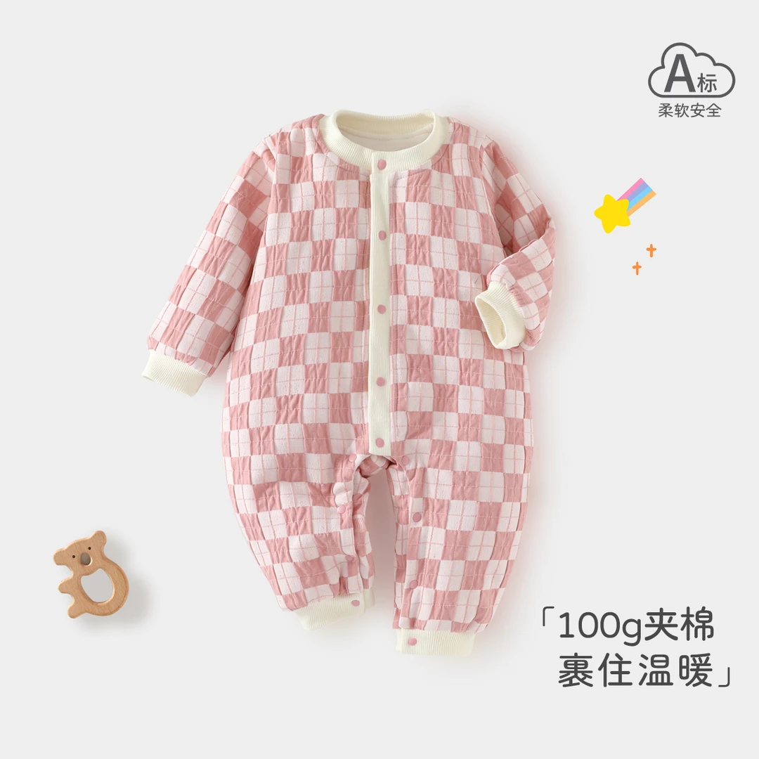 婴儿衣服秋冬新款连体衣夹棉保暖哈衣爬服外出a类纯棉安阳婴童装