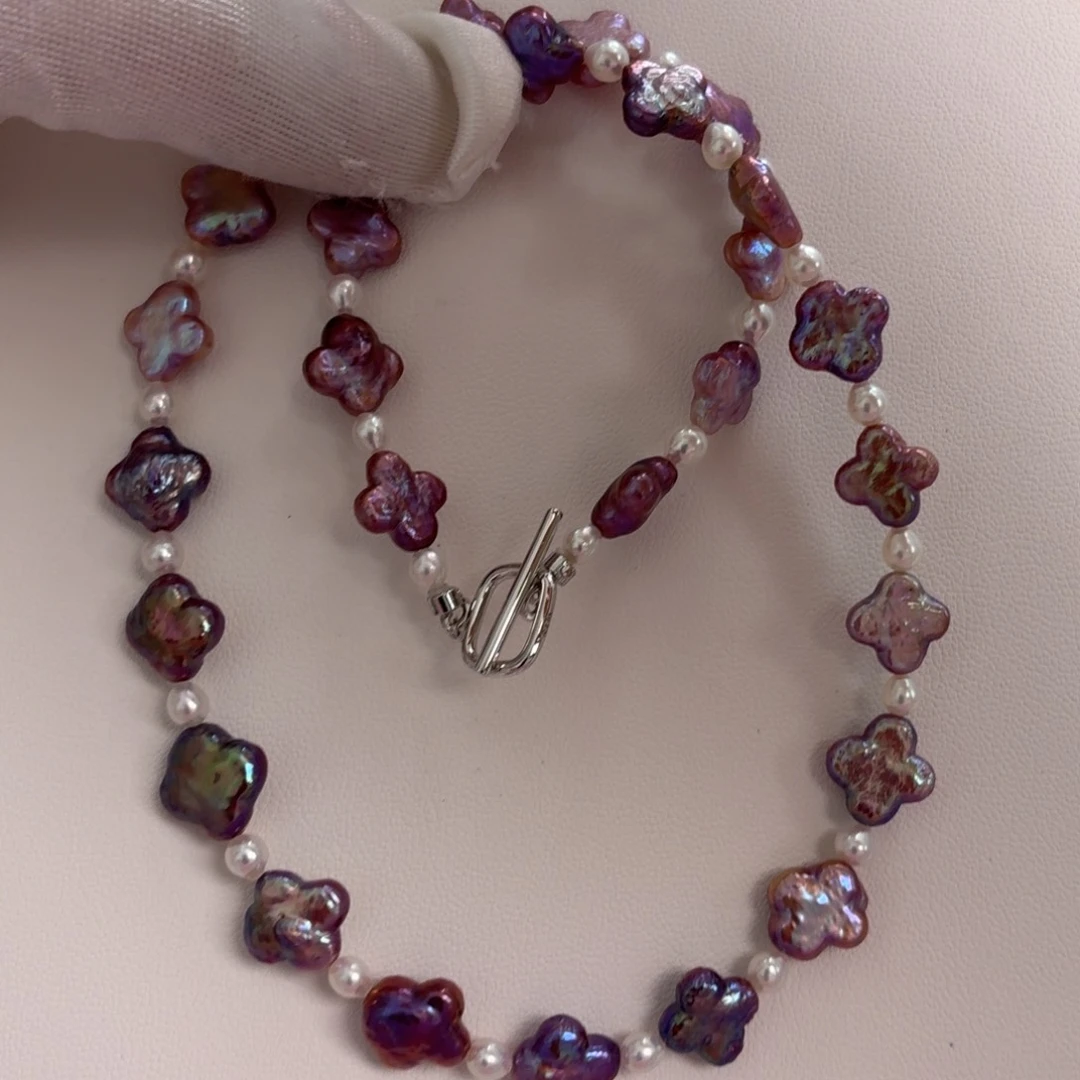 项链银S925镶嵌淡水珍珠巴洛克