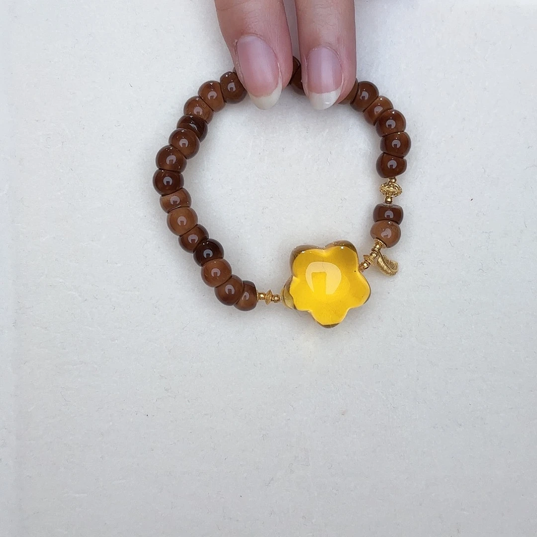 琥珀18K金镶嵌手链星星库克18k