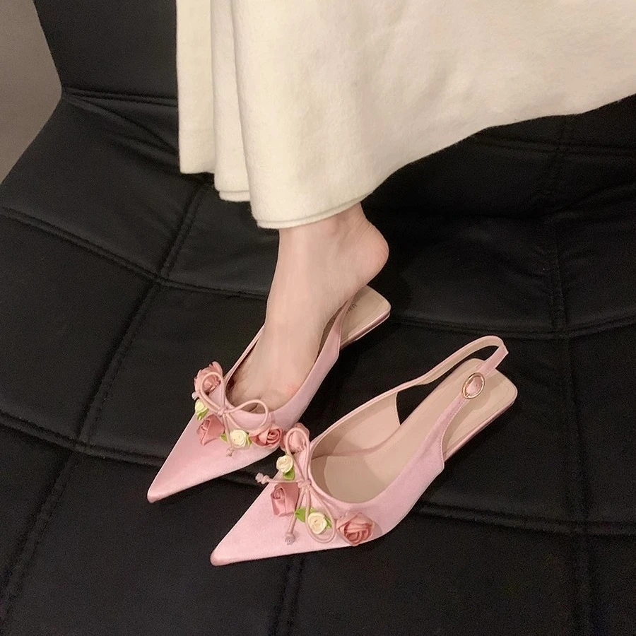 法式绝美女2024年夏季新款法式气质配裙子高级感一字带高跟鞋