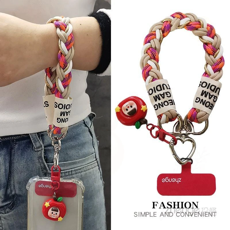 手机绳手机挂绳卡通可爱吊坠手腕绳短款手机链金属挂钩圆扣结实