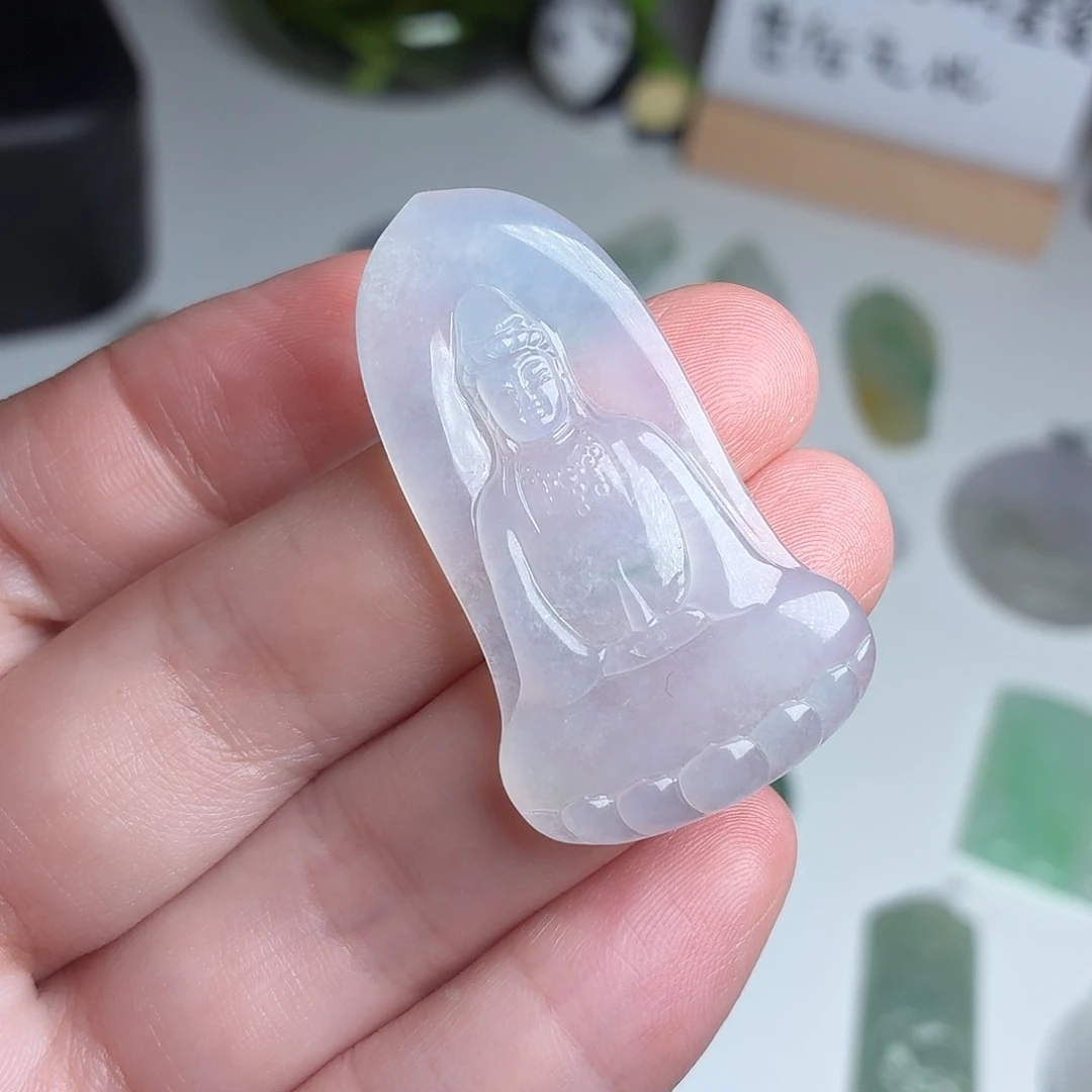 颈饰未镶嵌翡翠白冰素衣观音