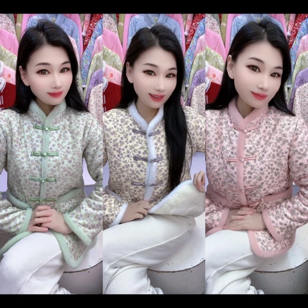 冬季加绒加厚显瘦棉衣外套新中式国风棉服女外套复古风花棉袄新款
