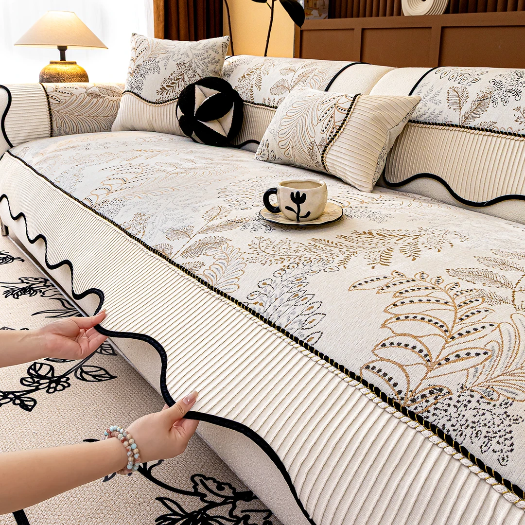 法式复古异形雪尼尔沙发垫2025新款四季通用高级感防滑沙发坐垫子