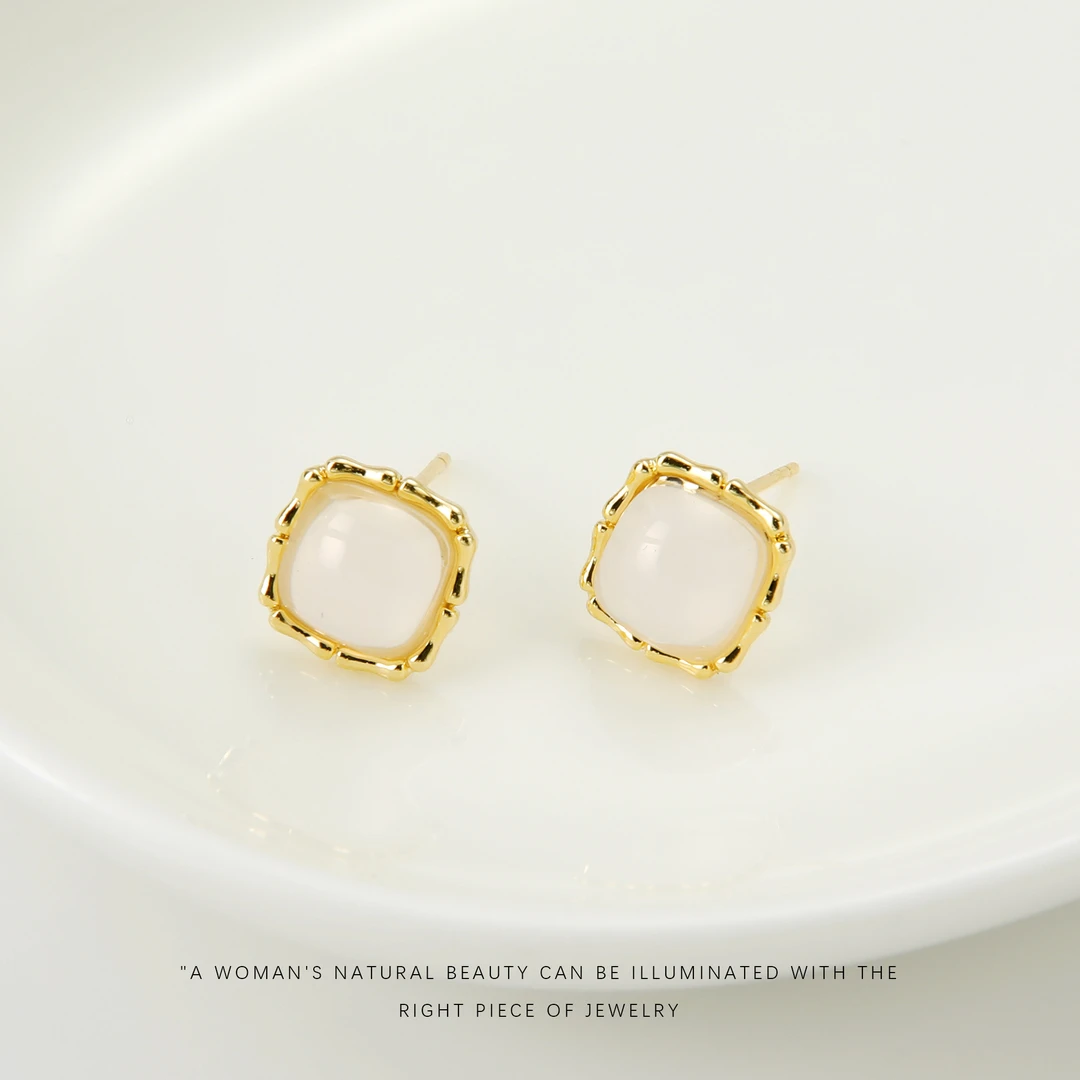 铜合金耳饰 【知性方块】气质百搭简约风耳钉A995