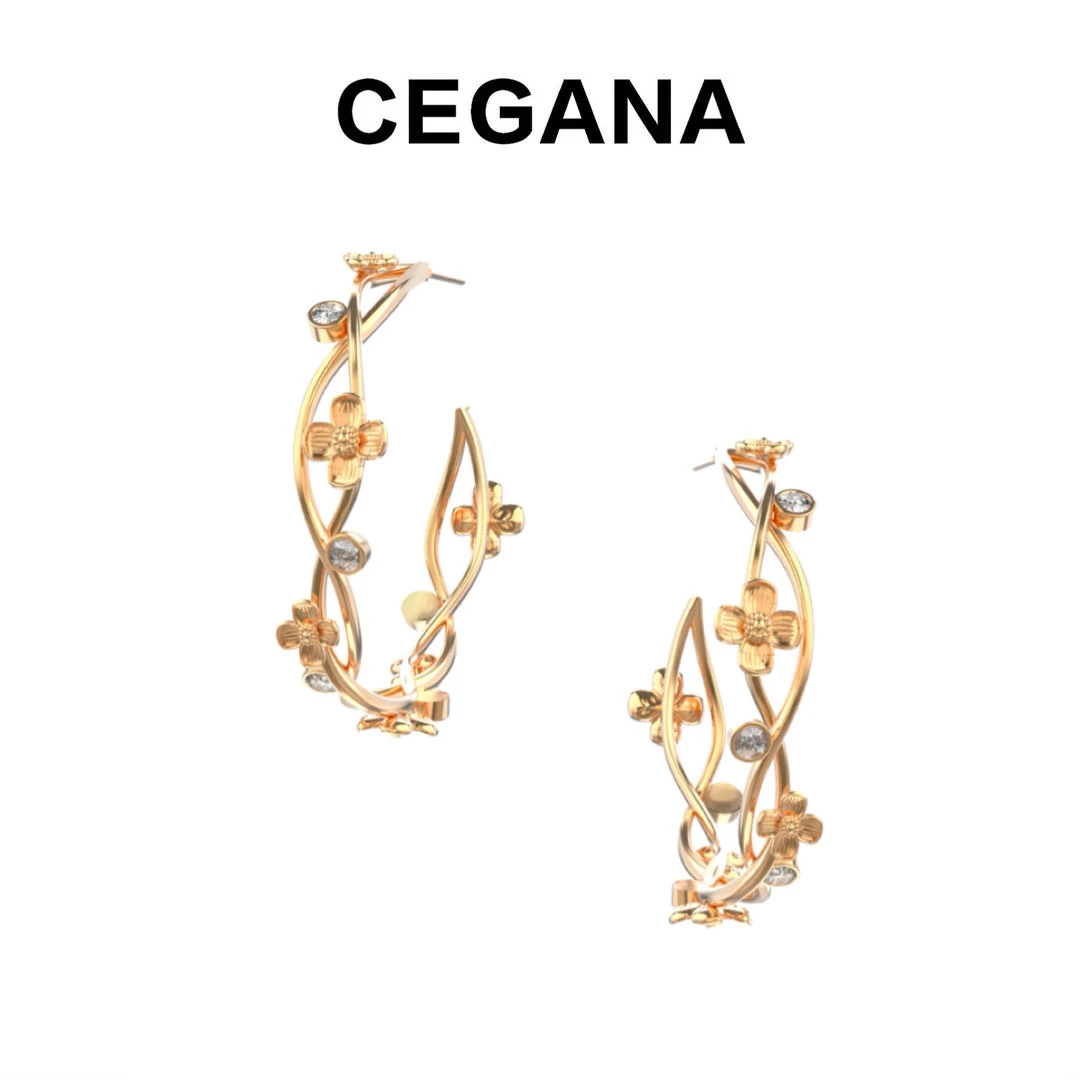 铜合金珐琅耳饰 CEGANA【藤蔓花镜】小众原创设计感耳饰通勤百搭