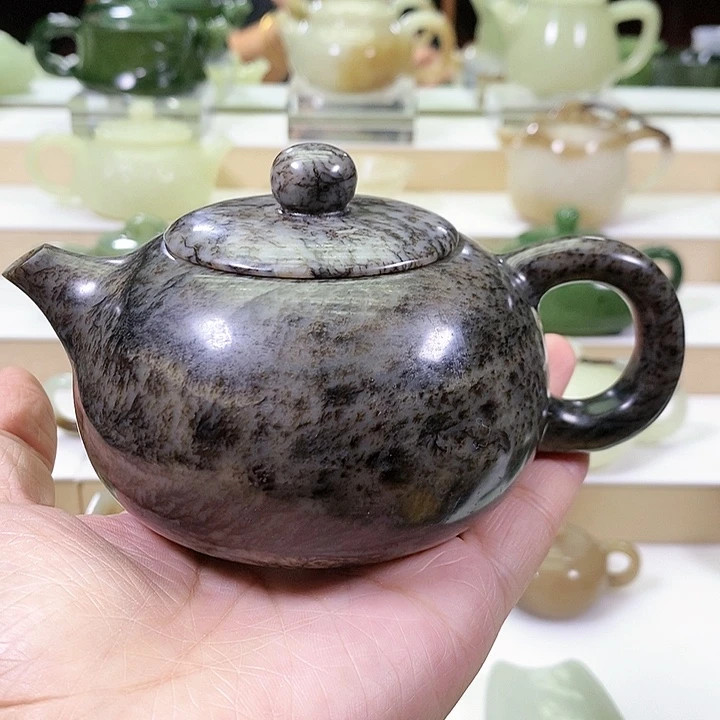 和田玉未镶嵌挂件茶壶230m l