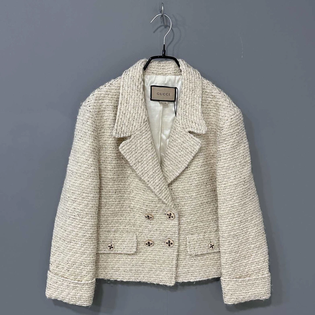 99新 GUCCI/古驰 古驰米白色双排扣小香风外套/99新/38码/22518