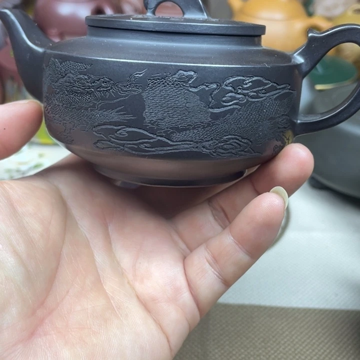 紫砂茶壶紫砂壶石黄周盘150cc