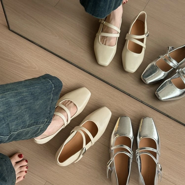 防水台法式玛丽珍鞋夏季浅口单鞋温柔方头奶奶鞋女鞋粗跟百搭低跟