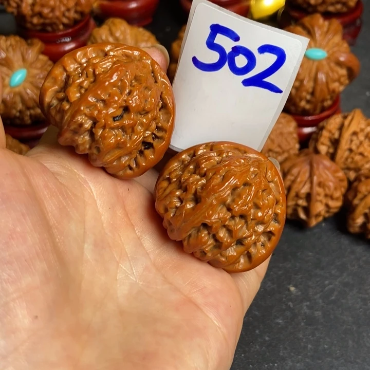 文玩核桃把件辉37镶嵌绿502