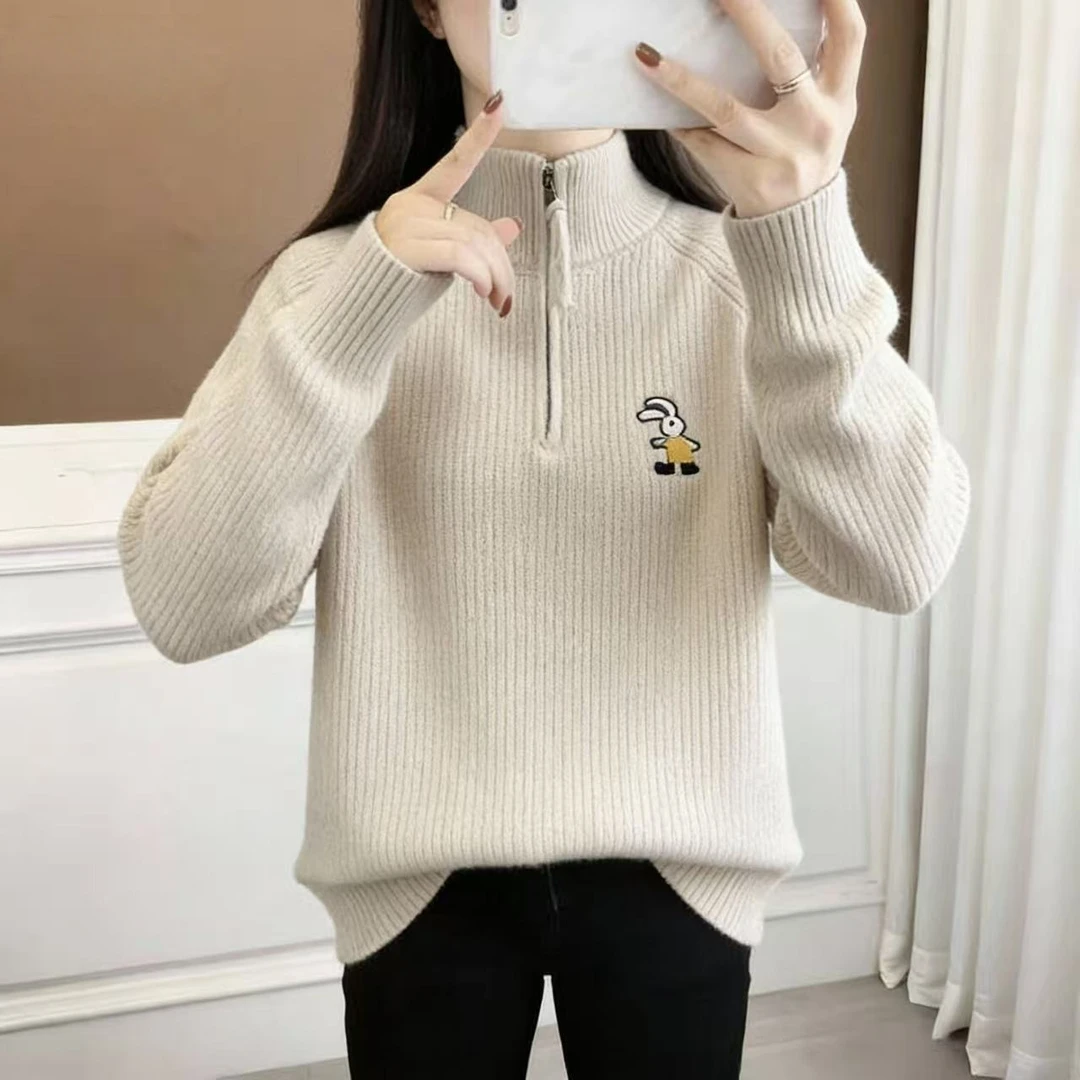 12岁女大童半拉链套头毛衣秋冬韩版13初中生15少女内搭外穿针织衫