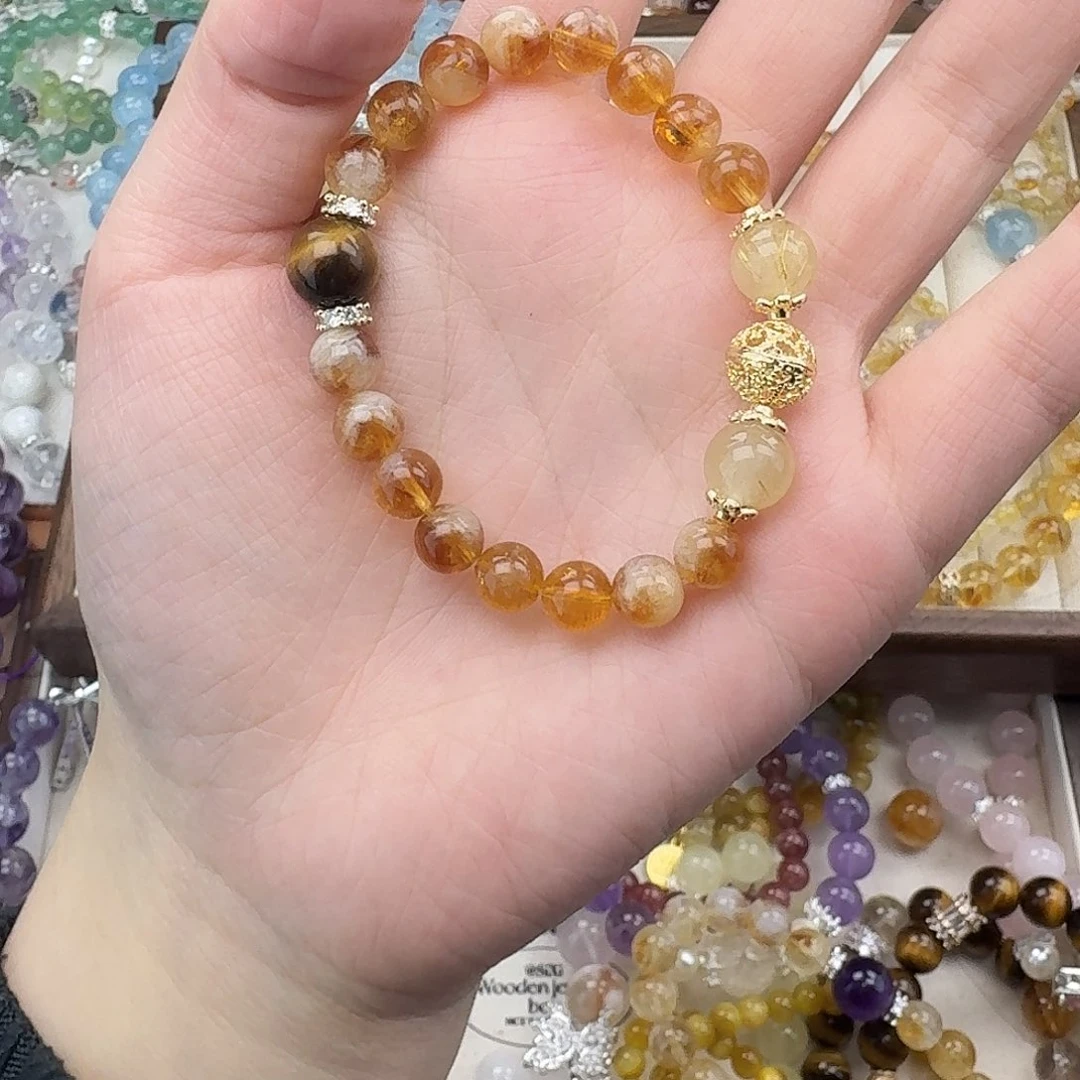 烟晶手链银S925镶嵌好