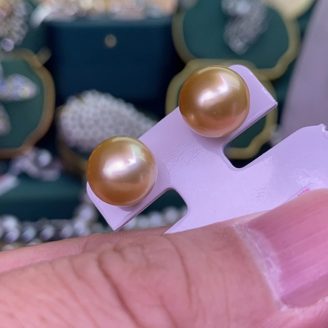 18K金镶嵌耳饰海水珍珠