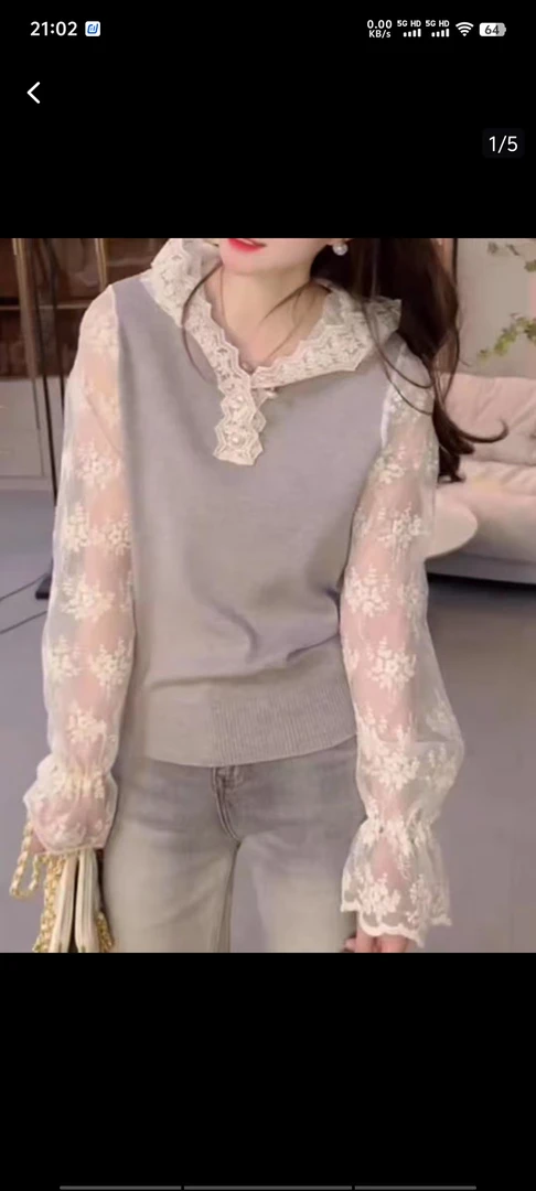 春季薄款毛针织衫秋季洋气网红上衣镂空针织衫衬衫