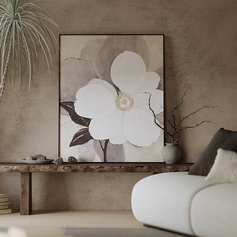 侘寂风客厅装饰画现代轻奢沙发背景墙电表箱挂画2025最新款高级感