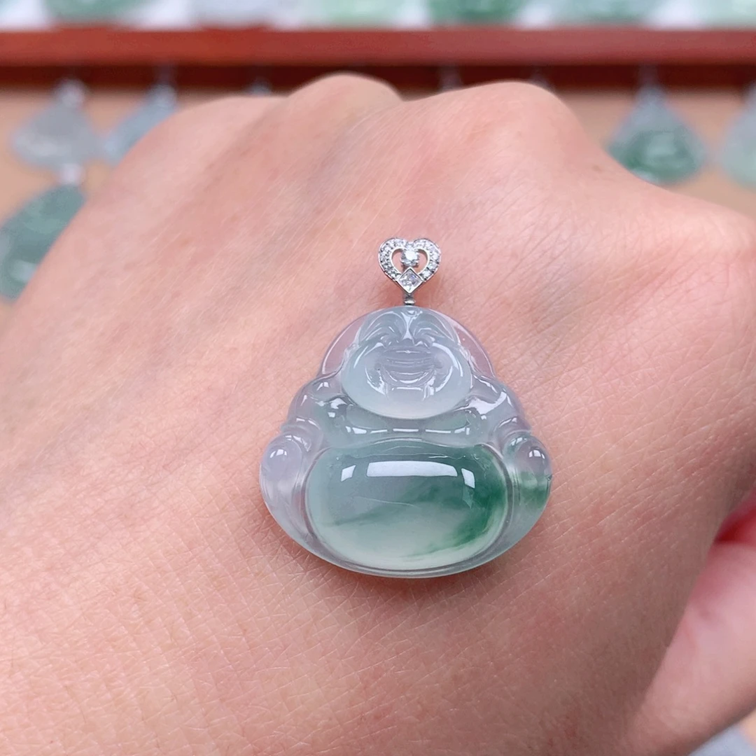 翡翠18K金镶嵌吊坠(不含链)