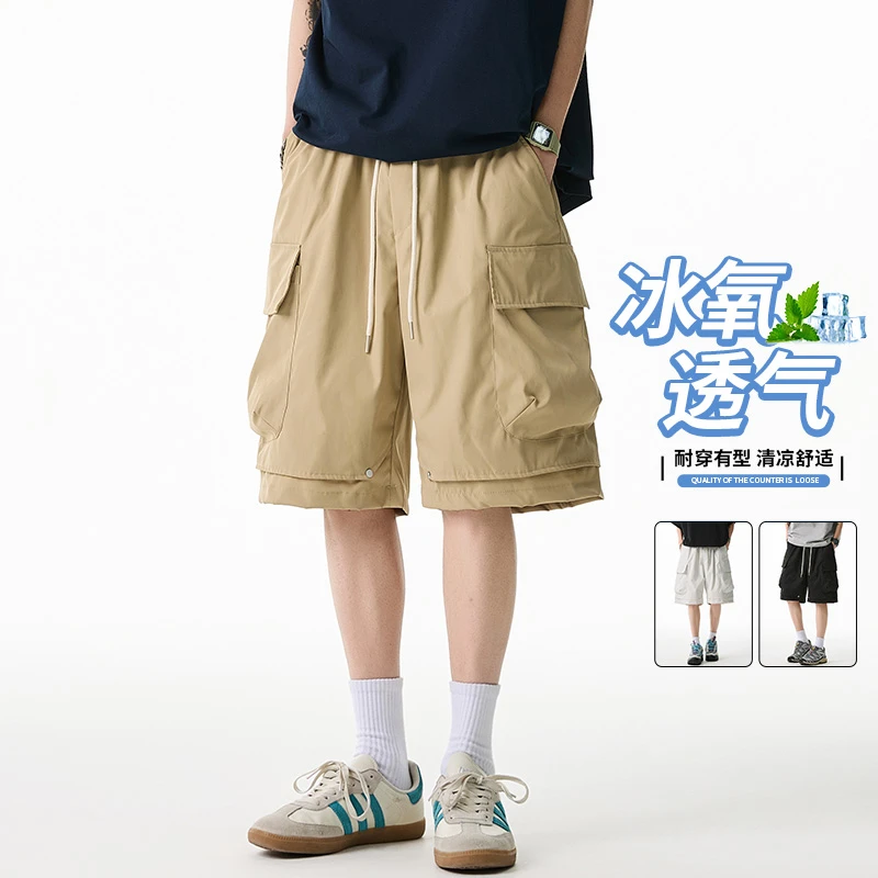 玛斯柏工装短裤男士夏季美式潮流宽松五分裤百搭薄款透气休闲裤子