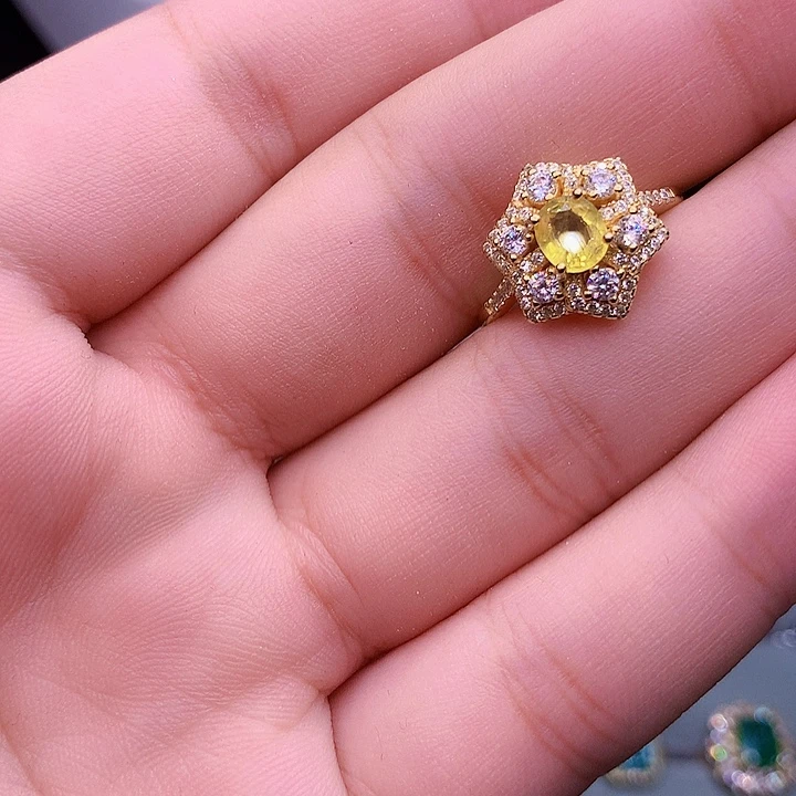 蓝宝石14K金镶嵌戒指