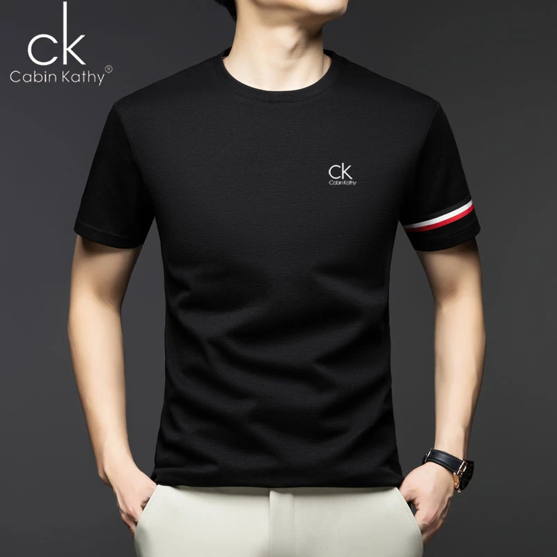 ck正品【海外撤柜】夏季新款男士t恤短袖圆领休闲时尚纯色百搭半袖