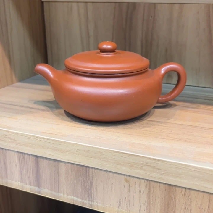 紫砂茶壶扁鼓小红泥