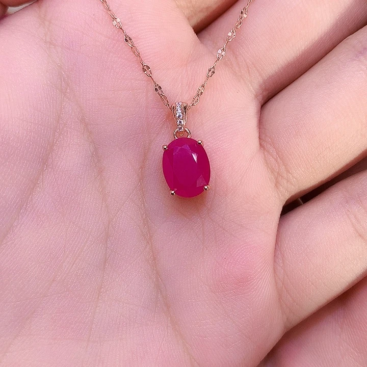 颈饰红宝石银S925镶嵌