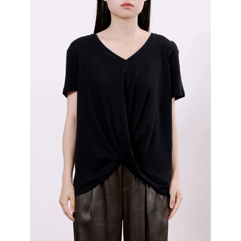 80支强捻棉舒适透气不贴身时尚休闲不规则短袖T恤夏季24048