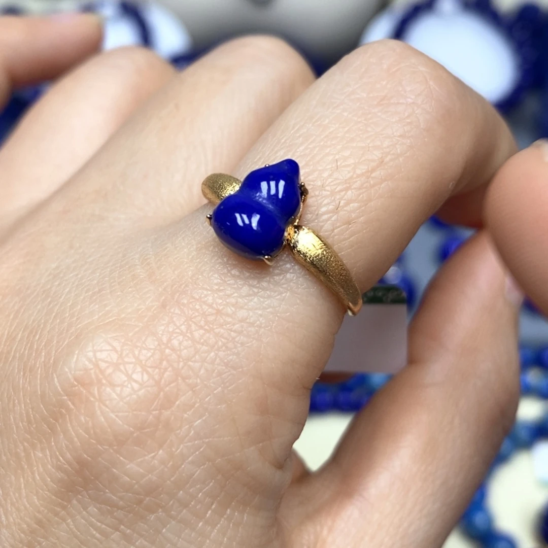 青金石银S925镀金镶嵌戒指