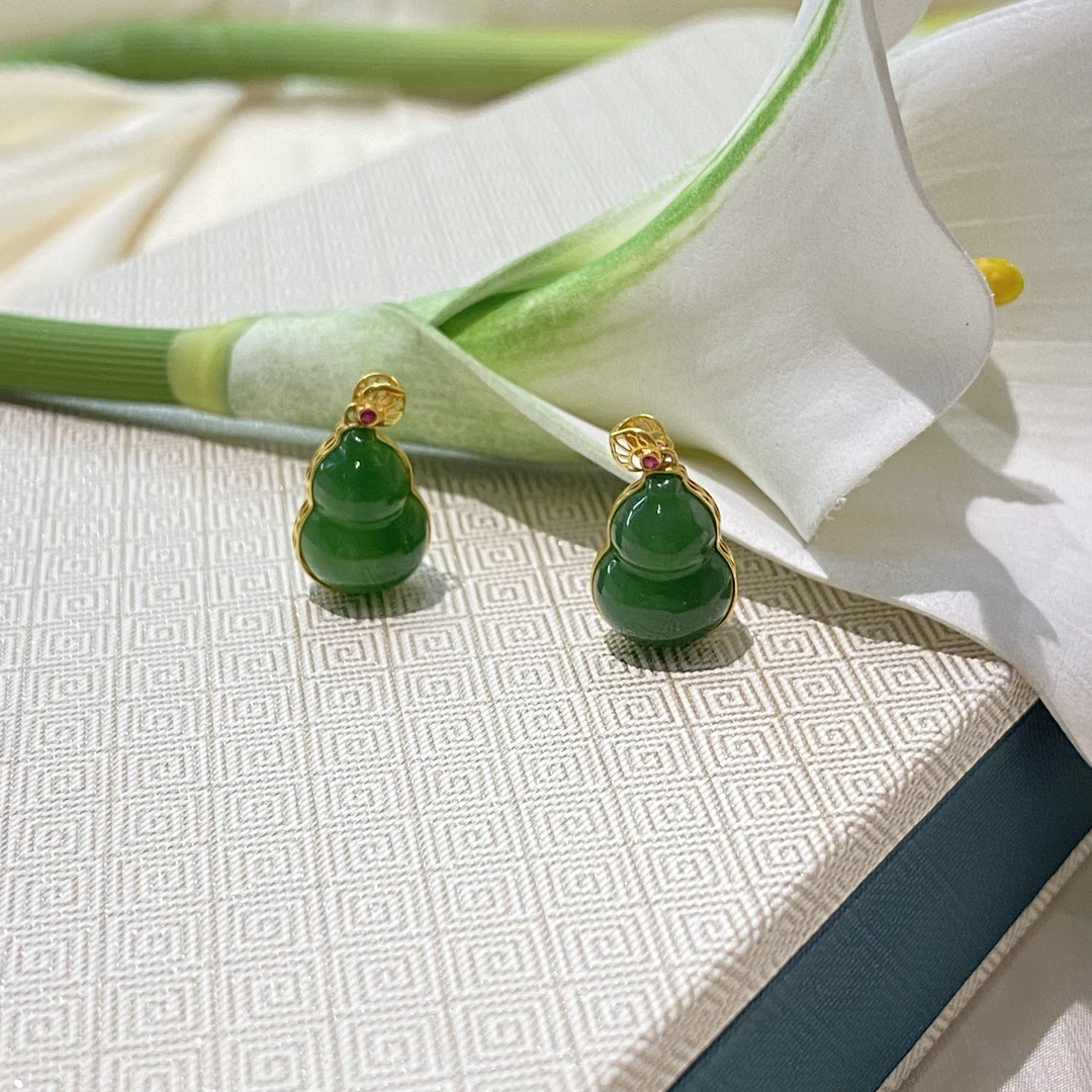 【不二】和田玉18k金碧玉葫芦吊坠（多样性发其一）