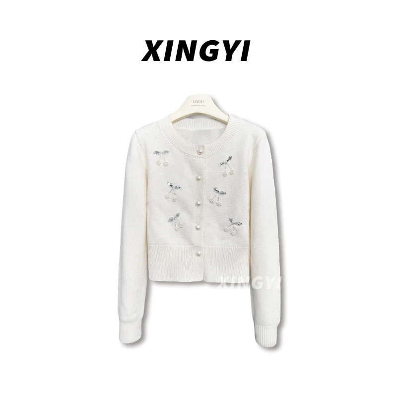 『XINGYI』法式钉珠气质百搭针织上衣XY9318