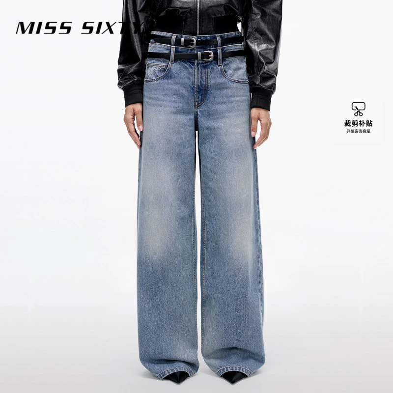 【商场同款新品】Miss Sixty2025秋夏款牛仔裤高腰双腰头显瘦直筒裤