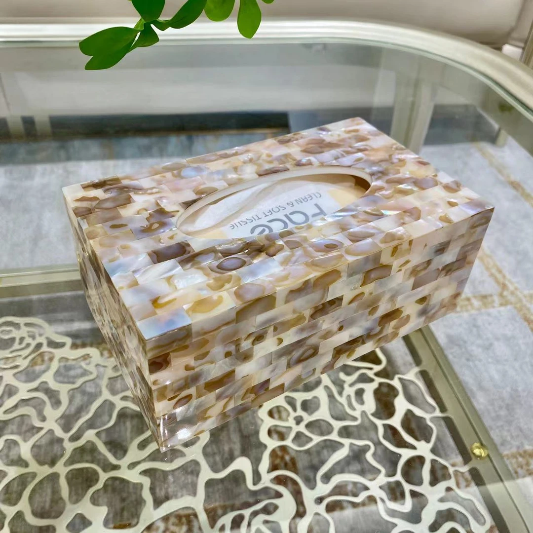 贝壳抽纸盒创意轻奢家居摆件客厅收纳装饰纸巾盒