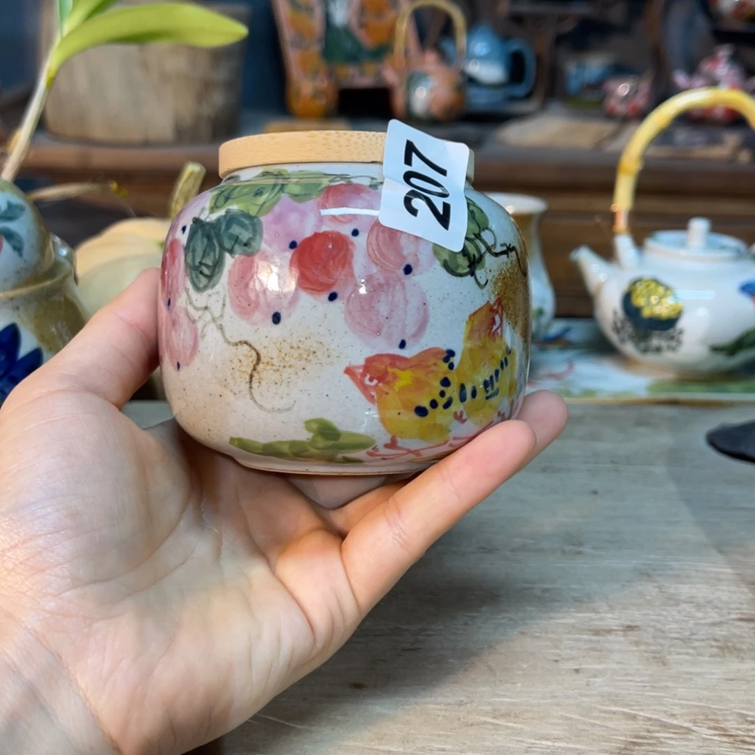 壶素浅陶瓷手工手绘