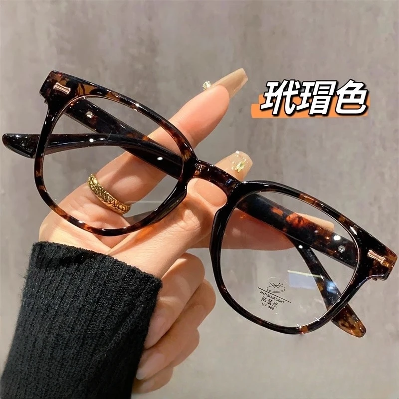 复古玳瑁色眼镜近视女可配有度数防蓝光平光大框素颜眼镜框眼睛架