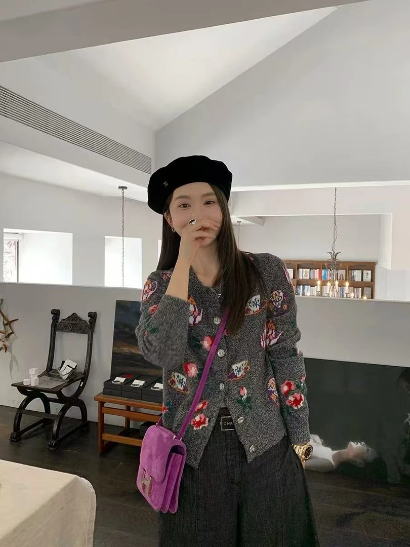 【卡诗米羊绒】25153刺绣开衫套装高定潮牌时尚女款针织宽松