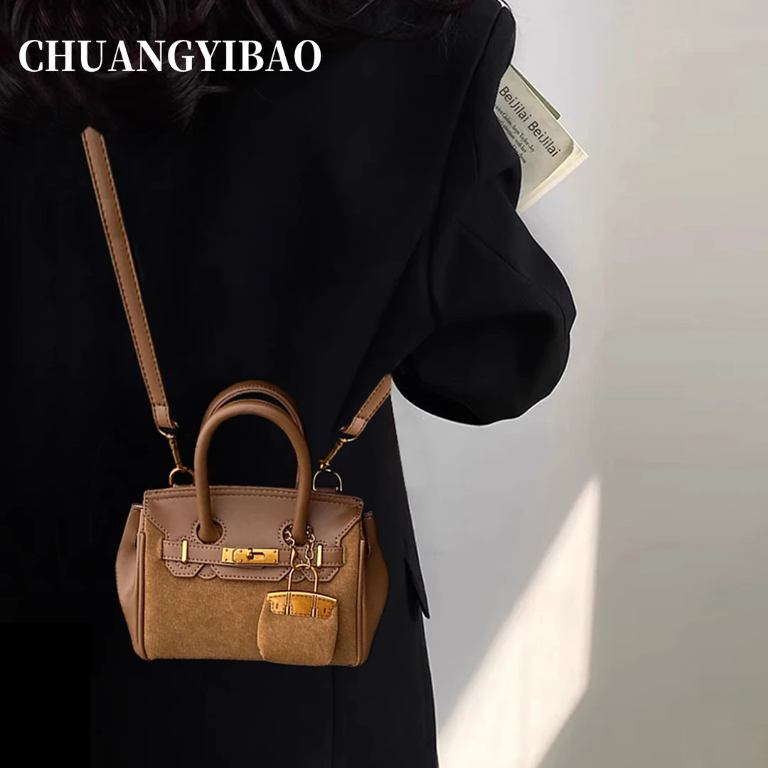 秋冬磨砂手提铂金包包女士2025新款轻奢小众高级感通勤斜挎凯莉包