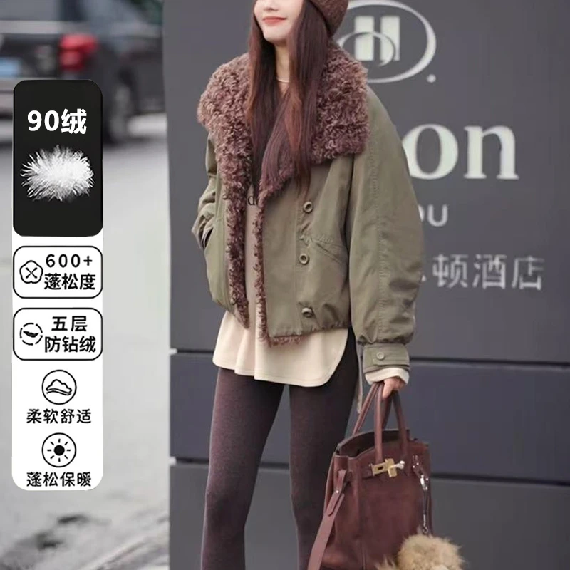 【凛冬巴恩】冬季立翻领90 绒毛领女款轻奢短外套