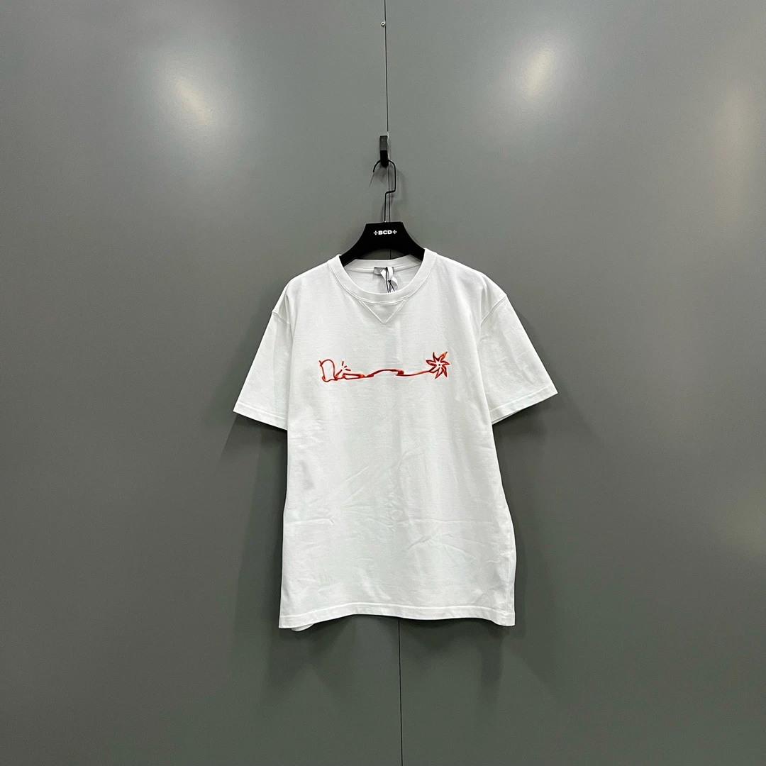 99新 DIOR/迪奥 c627 白色刺绣logo短袖 XXL码 015856